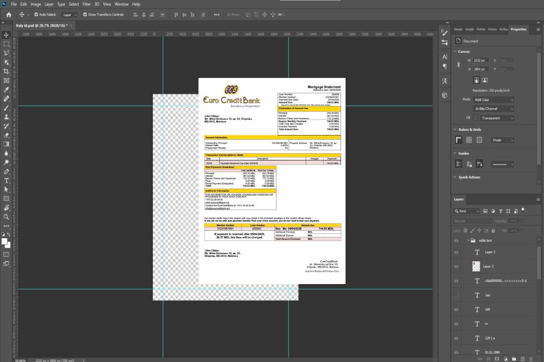 Modèle Word et PDF de relevé hypothécaire de Moldavie EuroCreditBank template Modèle Word et PDF de relevé hypothécaire de Moldavie EuroCreditBank template